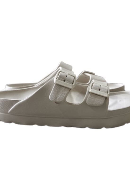 MIA Shoes - MIA Double Buckle Slide Sandals, Seashell/Off-White, Size 10
